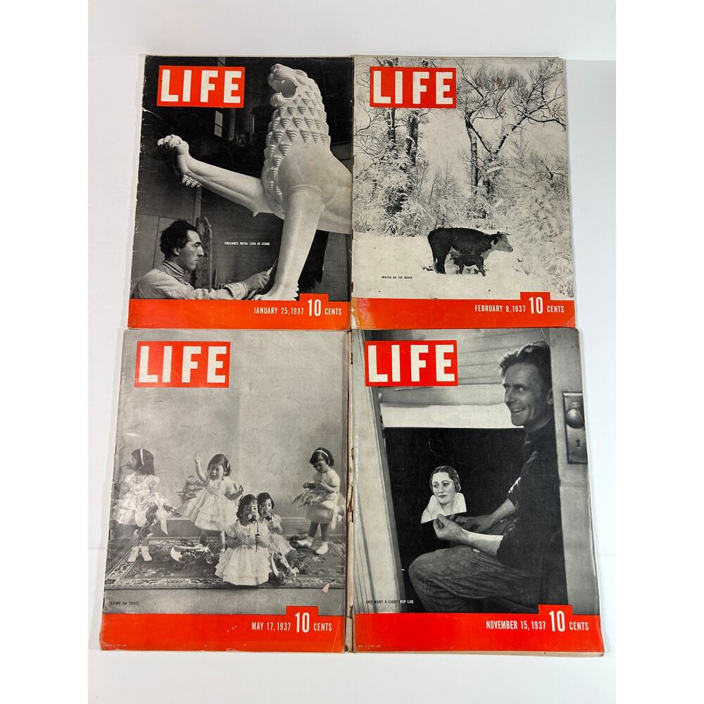 LIFE MAGAZINE Lot 1937 Jan Feb May Nov WWII Era Vintage Ads